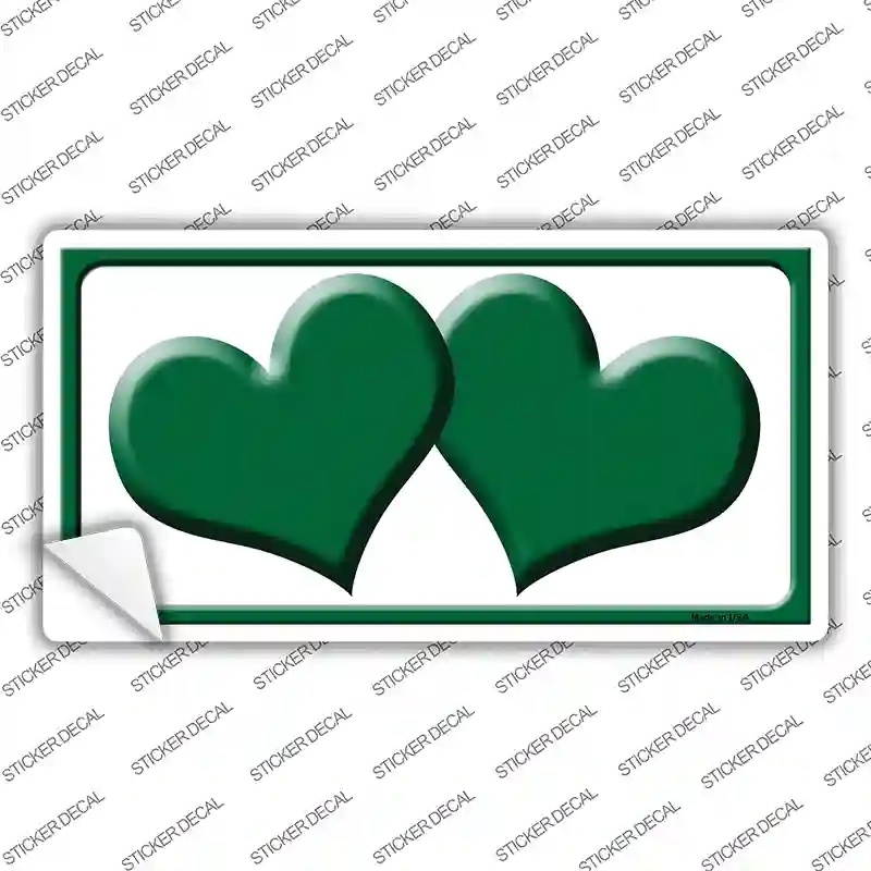 LP-2457s-XL Solid Green Centered Hearts White Novelty Sticker Decal, Extra Large