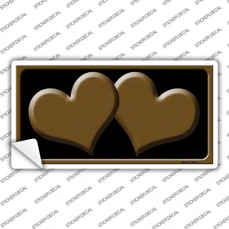 LP-2474s-L Solid Brown Centered Hearts Black Novelty Sticker Decal, Large
