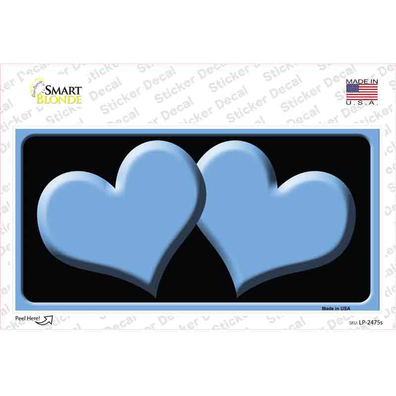 LP-2475s-M Solid Light Blue Centered Hearts Black Novelty Sticker Decal, Medium