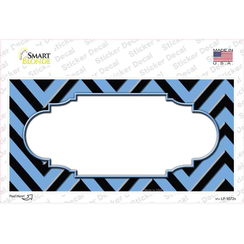 LP-5072s-M Light Blue Black Chevron Scallop Novelty Sticker Decal, Medium