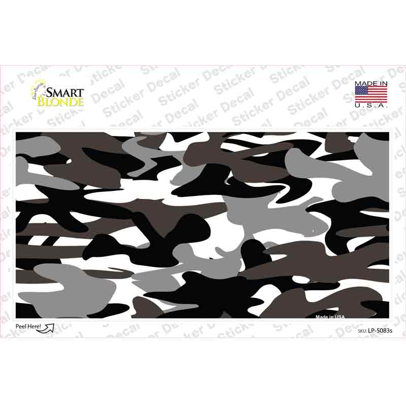 LP-5083s-M Black & White Camouflage Novelty Sticker Decal, Medium