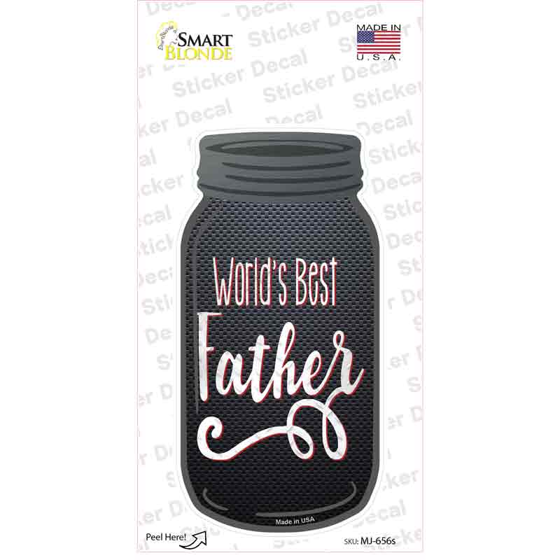 MJ-656s-M Worlds Best Father Novelty Mason Jar Sticker Decal, Medium