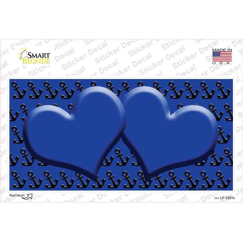 LP-5301s-M Blue Black Anchor Heart Center Novelty Sticker Decal, Medium