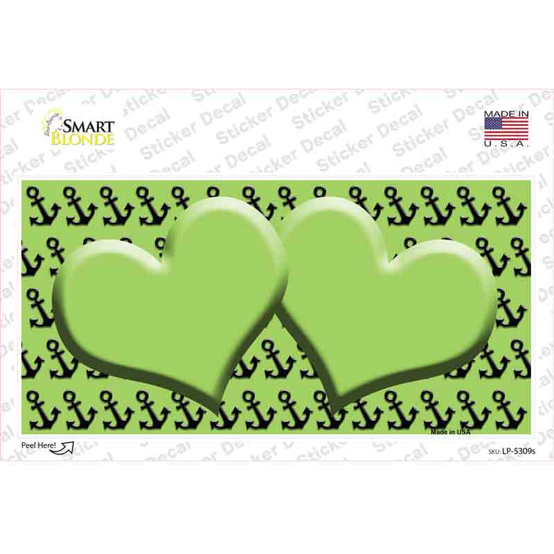 LP-5309s-M Lime Green Black Anchor Heart Center Novelty Sticker Decal, Medium