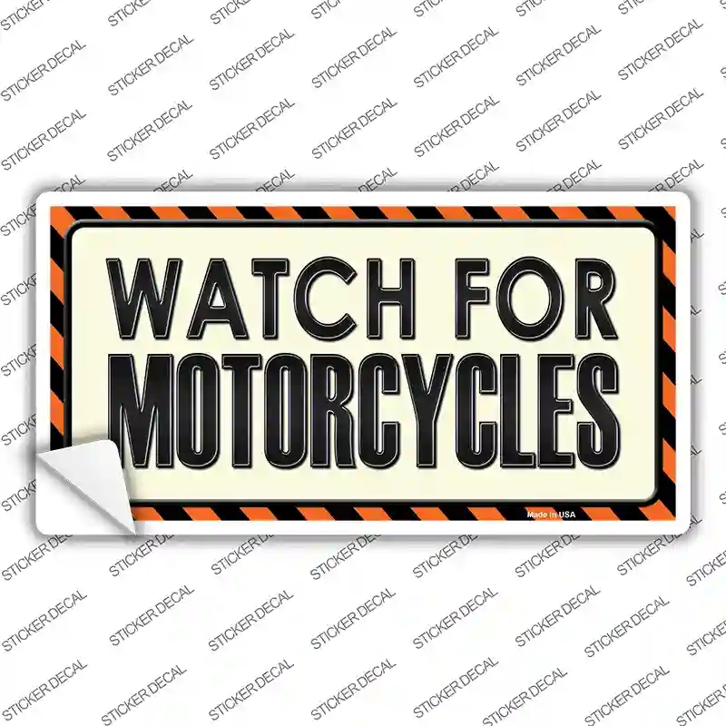 LP-9902s-L Watch for Motorcycle Novelty Sticker Decal, Large