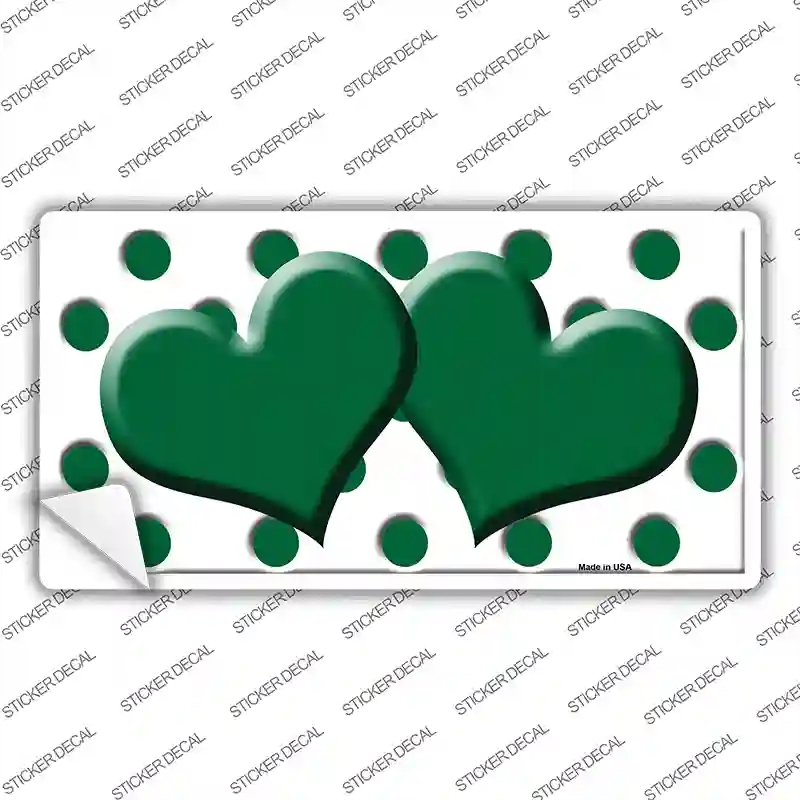 LP-4241s-L Green White Polka Dot Centered Hearts Novelty Sticker Decal, Large