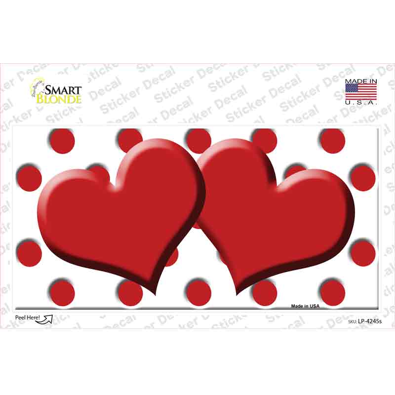 LP-4245s-M Red White Polka Dot Centered Hearts Novelty Sticker Decal, Medium