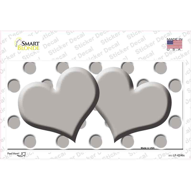 LP-4246s-M Gray White Polka Dot Centered Hearts Novelty Sticker Decal, Medium