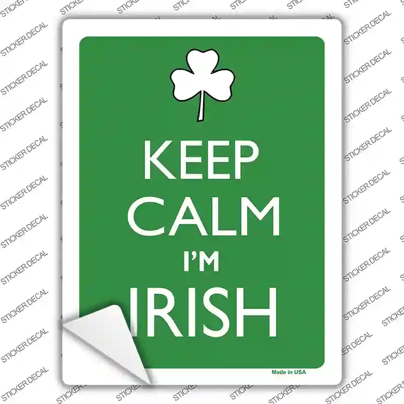 P-2234s-S Keep Calm Im Irish Novelty Rectangle Sticker Decal, Small