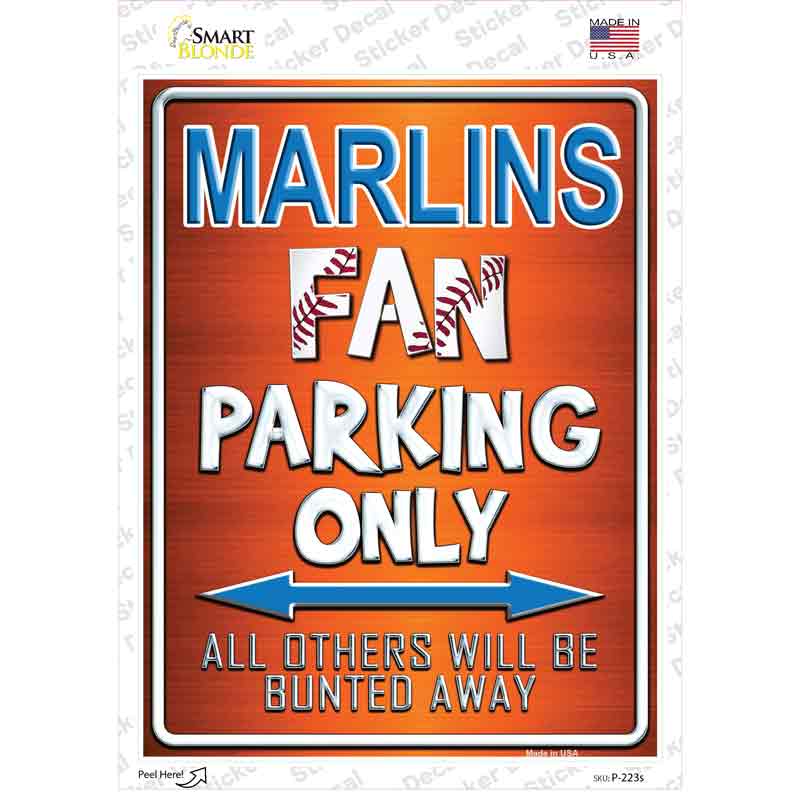 P-223s-M Marlins Novelty Rectangle Sticker Decal, Medium