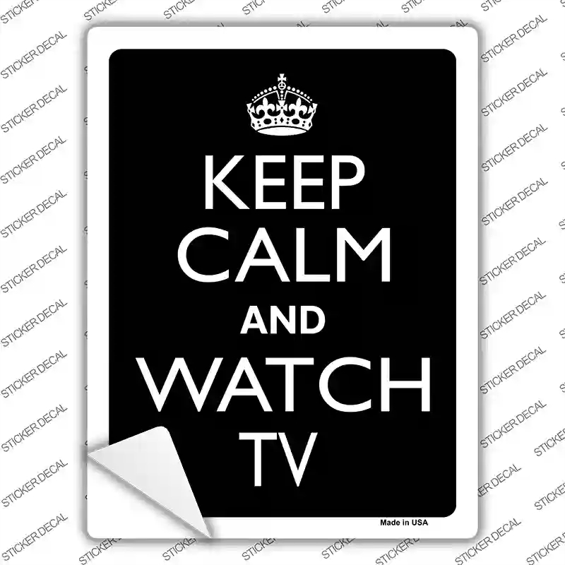 P-2242s-XL Keep Calm Watch TV Novelty Rectangle Sticker Decal, Extra Large