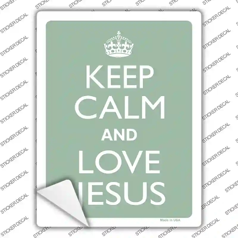 P-2249s-XL Keep Calm Love Jesus Novelty Rectangle Sticker Decal, Extra Large