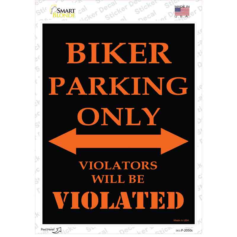 P-2050s-M Biker Only Novelty Rectangle Sticker Decal, Medium