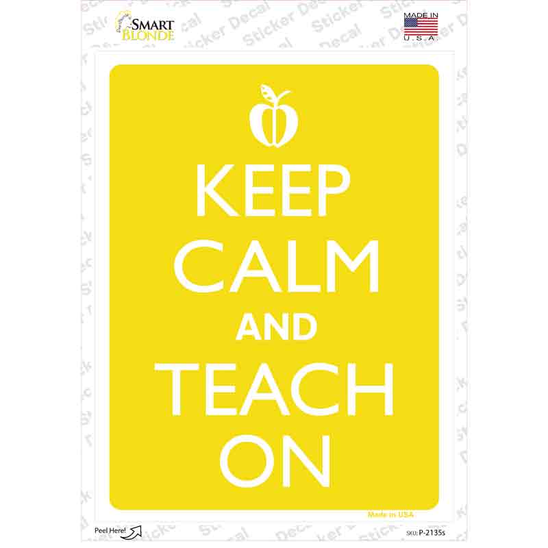 P-2135s-M Keep Calm & Teach on Novelty Rectangle Sticker Decal, Medium