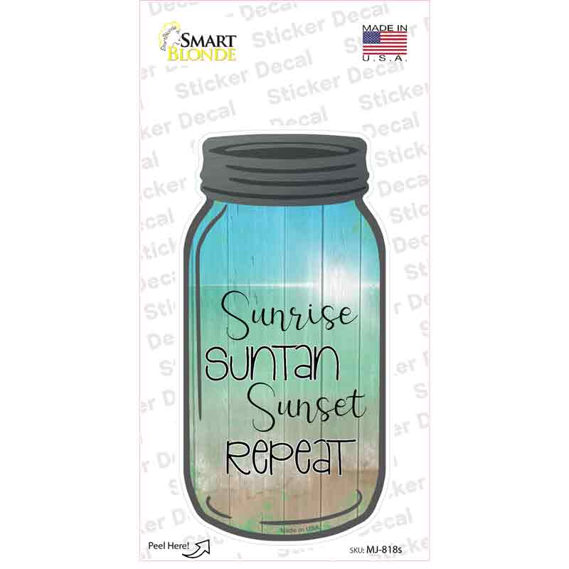 MJ-818s-M Sunrise Suntan Sunset Novelty Mason Jar Sticker Decal, Medium