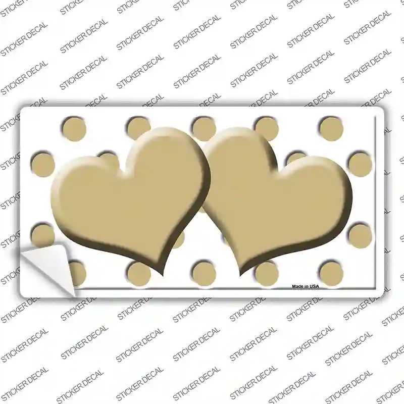 LP-4252s-XL Gold White Polka Dot Centered Hearts Novelty Sticker Decal, Extra Large