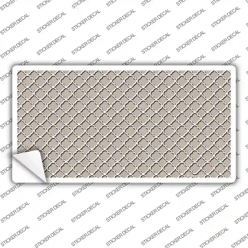 LP-4323s-L Tan White Quatrefoil Novelty Sticker Decal, Large