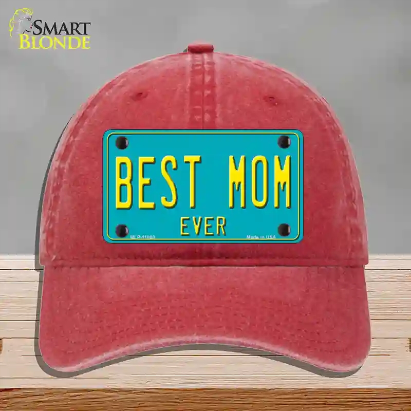 HAT13-MLP-11800 Best Mom Ever Novelty License Plate Hat, Unconstructed Cotton - Red