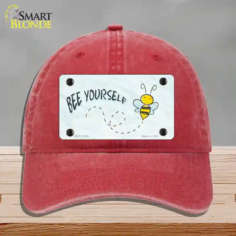 HAT13-MLP-11891 Bee Yourself Novelty License Plate Hat, Unconstructed Cotton - Red