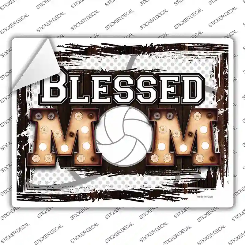 P-3969s-S Blessed Volleyball Mom Novelty Rectangle Sticker Decal, Small