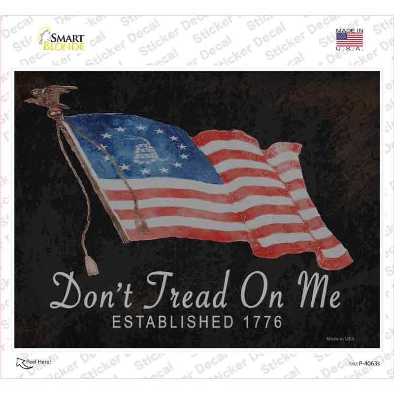 P-4063s-M Dont Tread on Me Est 1776 Novelty Rectangle Sticker Decal, Medium