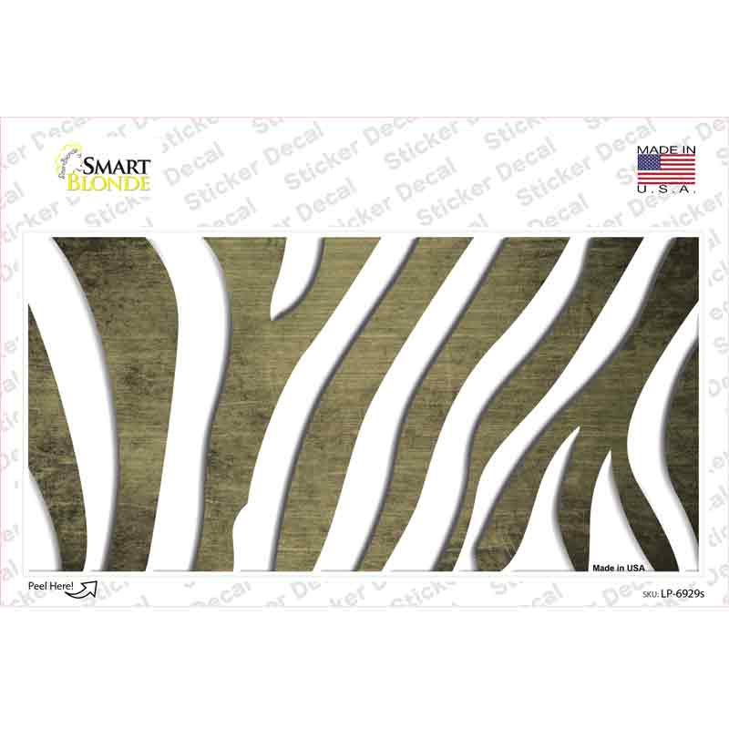 LP-6929s-M Gold White Zebra Oil Rubbed Novelty Sticker Decal, Medium