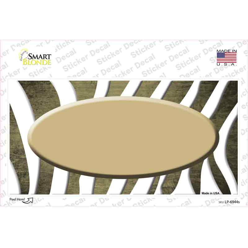 LP-6944s-M Gold White Zebra Oval Oil Rubbed Novelty Sticker Decal, Medium
