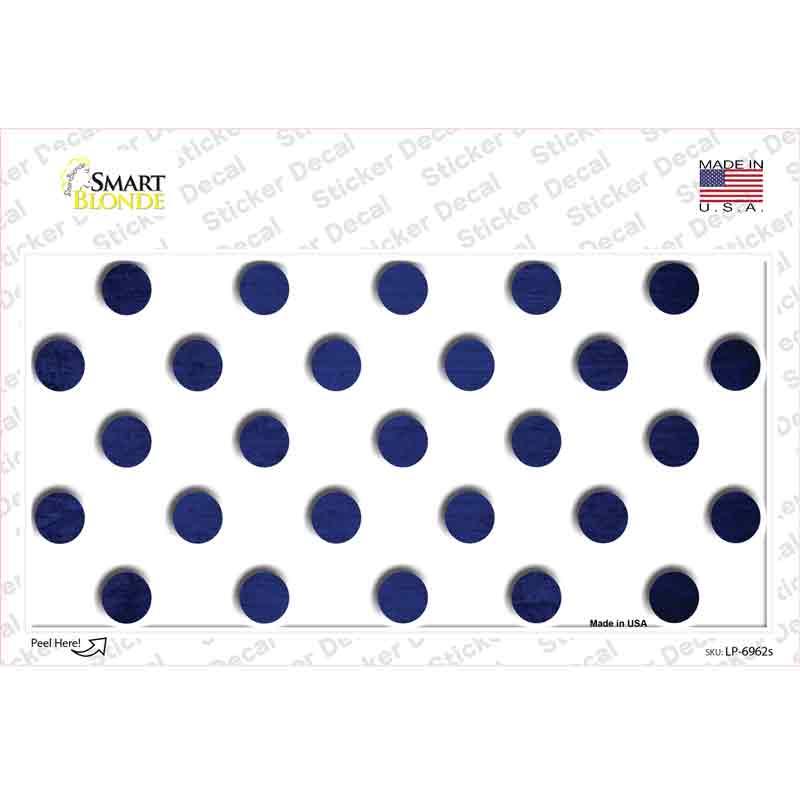 LP-6962s-M Blue White Dots Oil Rubbed Novelty Sticker Decal, Medium