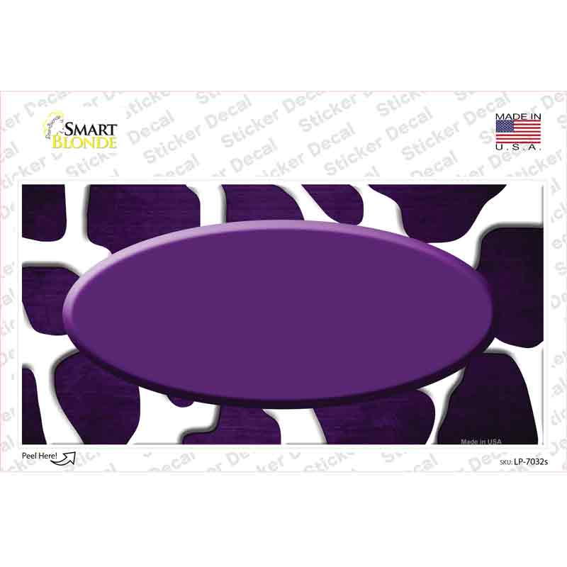 LP-7032s-M Purple White Oval Giraffe Oil Rubbed Novelty Sticker Decal, Medium