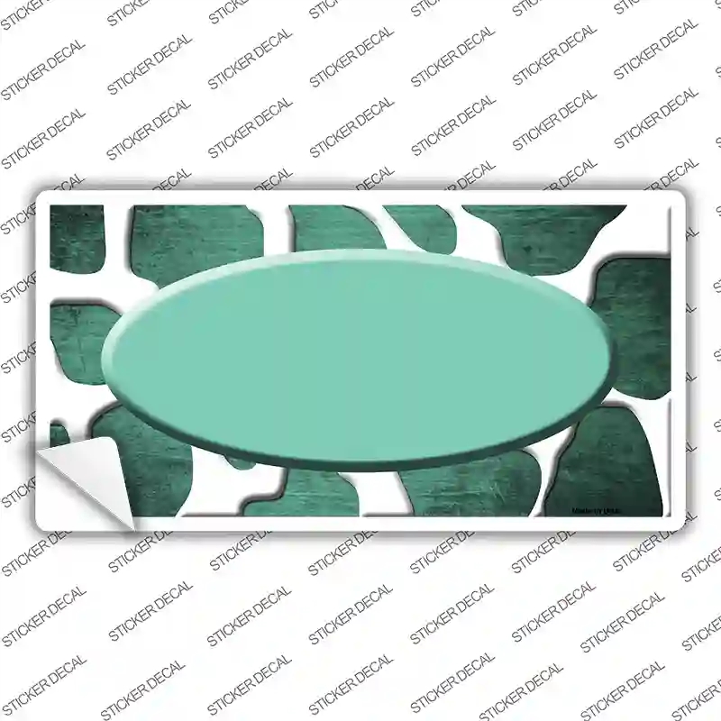 LP-7036s-L Mint White Oval Giraffe Oil Rubbed Novelty Sticker Decal, Large