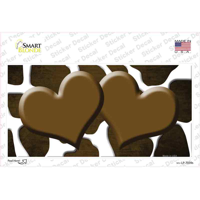 LP-7039s-M Brown White Hearts Giraffe Oil Rubbed Novelty Sticker Decal, Medium
