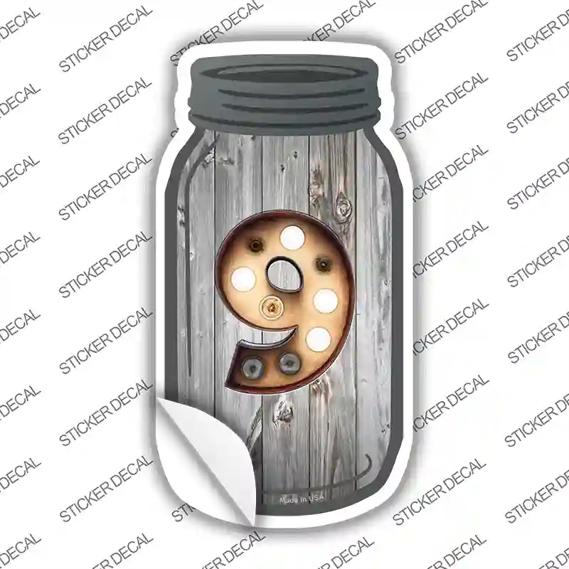 MJ-588s-S 9 Bulb Lettering Novelty Mason Jar Sticker Decal, Small