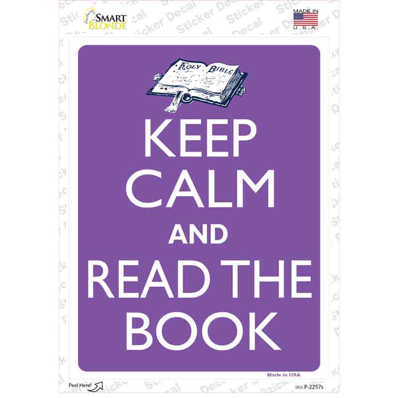 P-2257s-M Keep Calm Read A Book Novelty Rectangle Sticker Decal, Medium