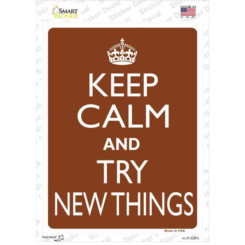 P-2281s-M Keep Calm Try   Things Novelty Rectangle Sticker Decal, Medium