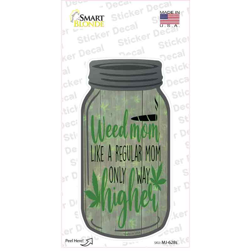 MJ-628s-M Weed Mom Novelty Mason Jar Sticker Decal, Medium