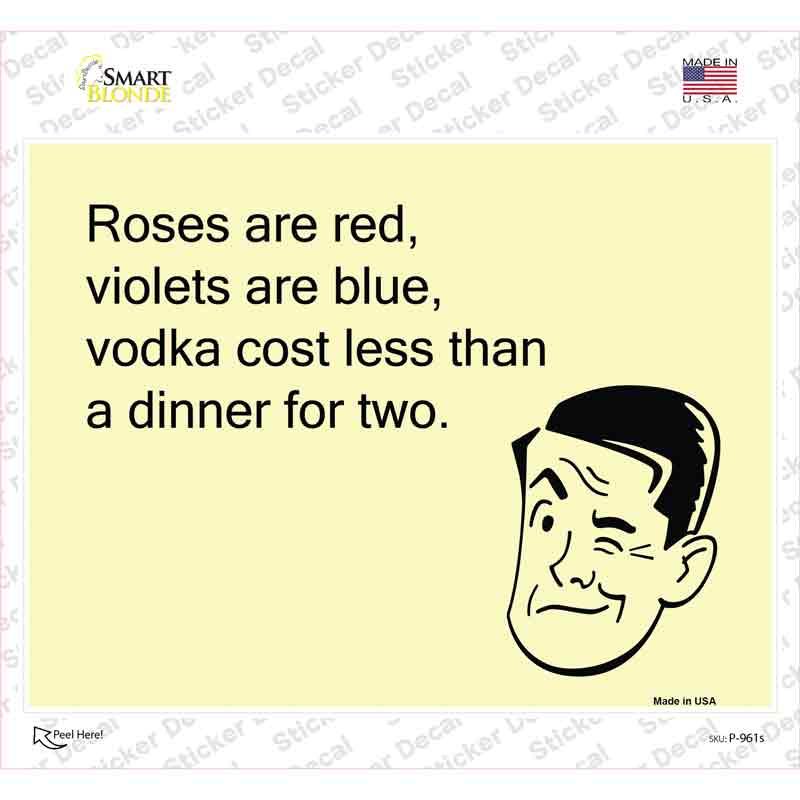 P-961s-M Roses Are Red Novelty Rectangle Sticker Decal, Medium