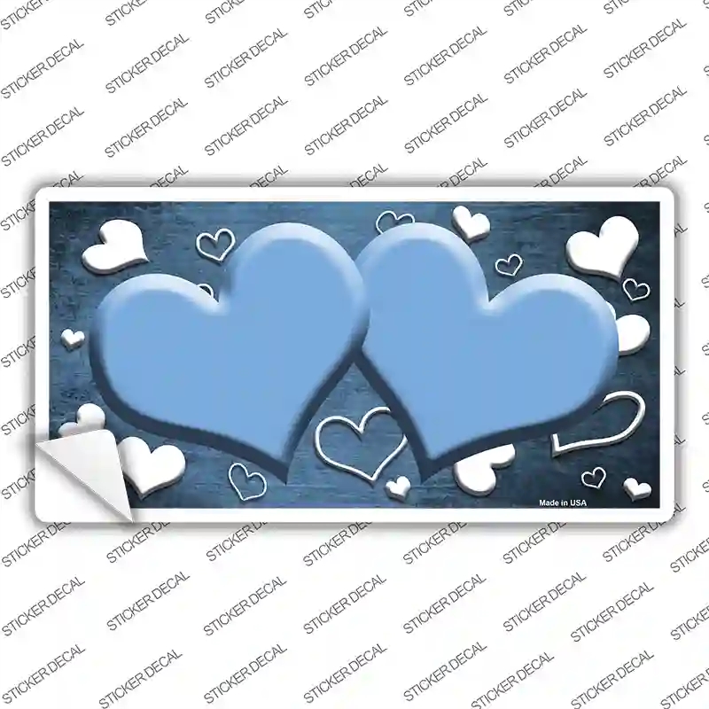 LP-7627s-S Light Blue White Love Hearts Oil Rubbed Novelty Sticker Decal, Small