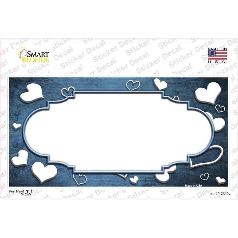 LP-7642s-M Light Blue White Love Scallop Oil Rubbed Novelty Sticker Decal, Medium