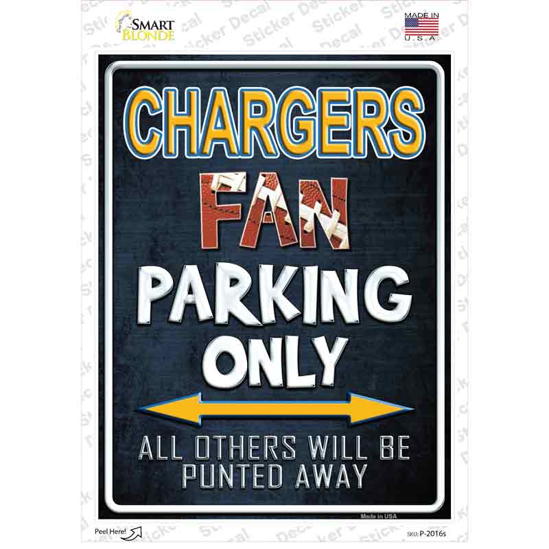 P-2016s-M Chargers Novelty Rectangle Sticker Decal, Medium