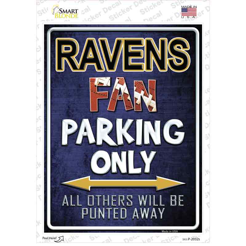 P-2032s-M Ravens Novelty Rectangle Sticker Decal, Medium