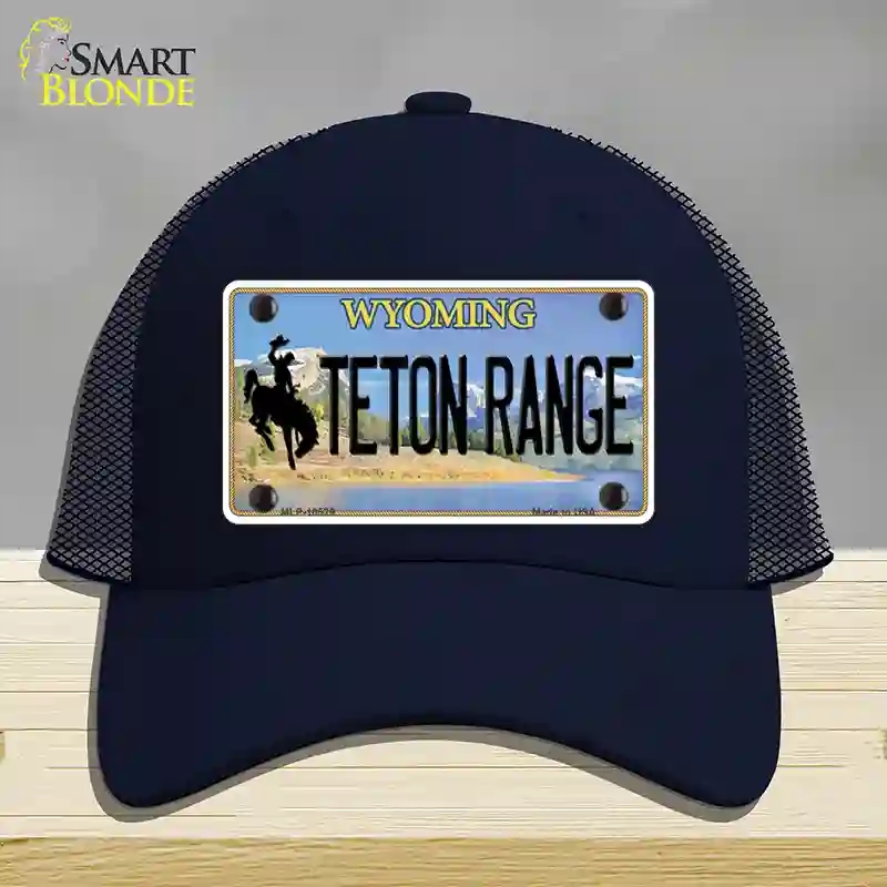 HAT16-MLP-10529 Teton Range Wyoming Novelty License Plate Hat, Mesh - Navy