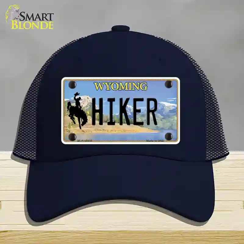 HAT16-MLP-10538 Hiker Wyoming Novelty License Plate Hat, Mesh - Navy