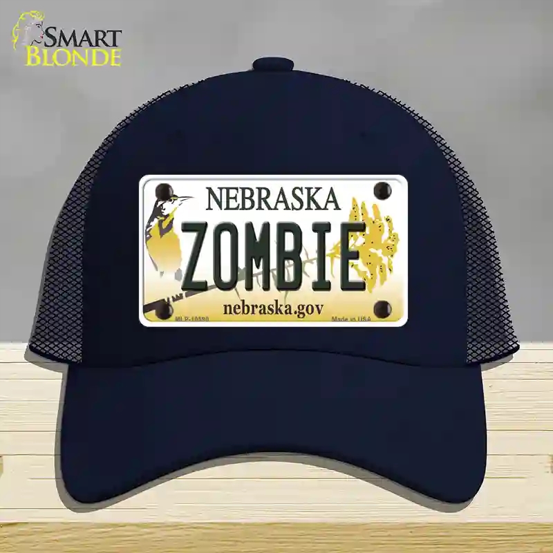 HAT16-MLP-10590 Zombie Nebraska Novelty License Plate Hat, Mesh - Navy