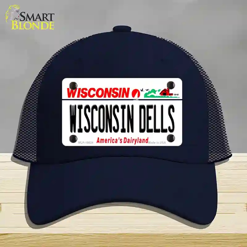 HAT16-MLP-10624 Wisconsin Dells Novelty License Plate Hat, Mesh - Navy