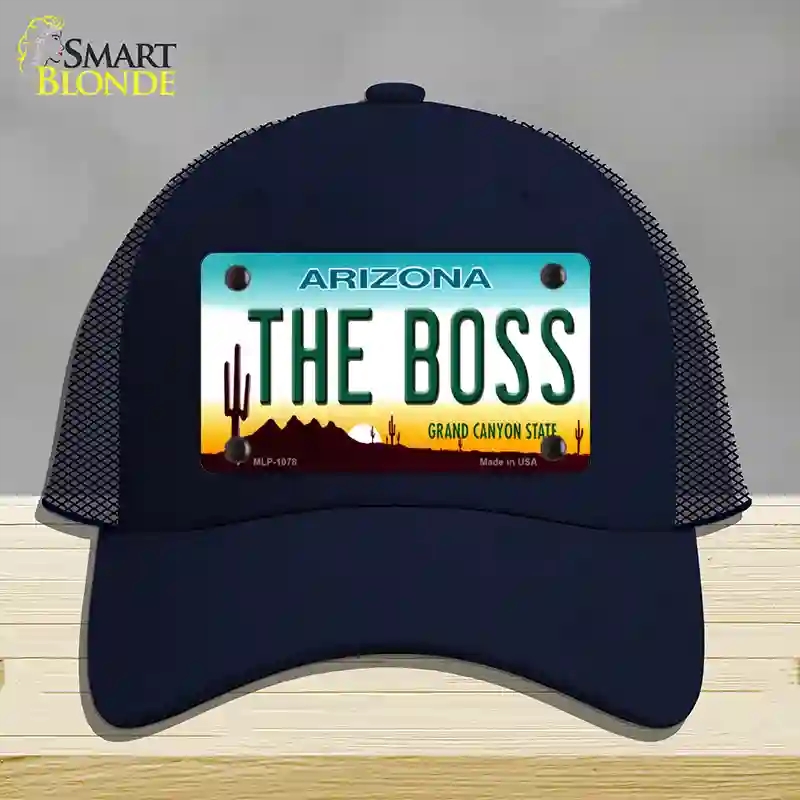 HAT16-MLP-1078 The Boss Arizona Novelty License Plate Hat, Mesh - Navy