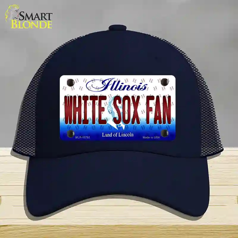 HAT16-MLP-10792 White Sox Fan Illinois Novelty License Plate Hat, Mesh - Navy