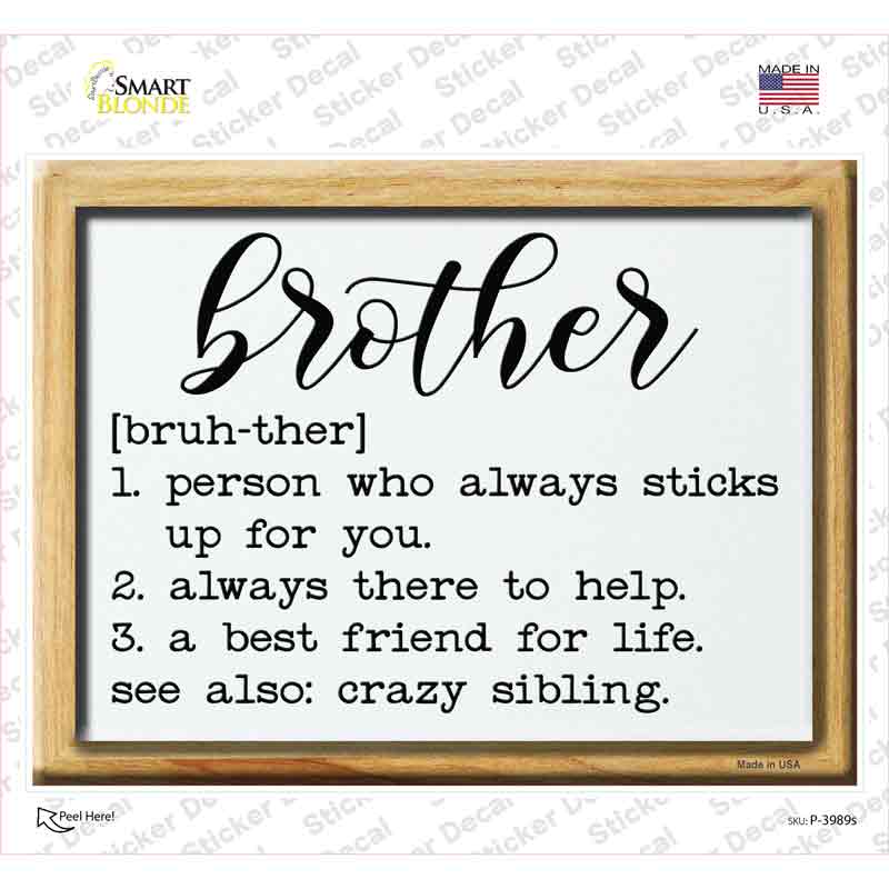 P-3989s-M Brother Definition Novelty Rectangle Sticker Decal, Medium
