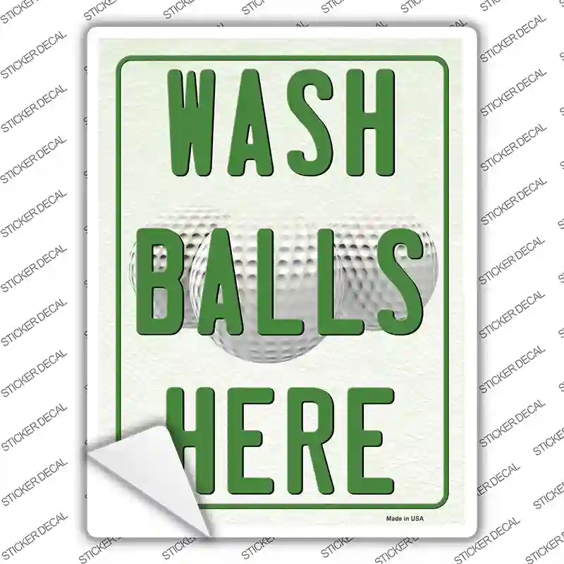 P-4017s-XL Wash Balls Here Novelty Rectangle Sticker Decal, Extra Large