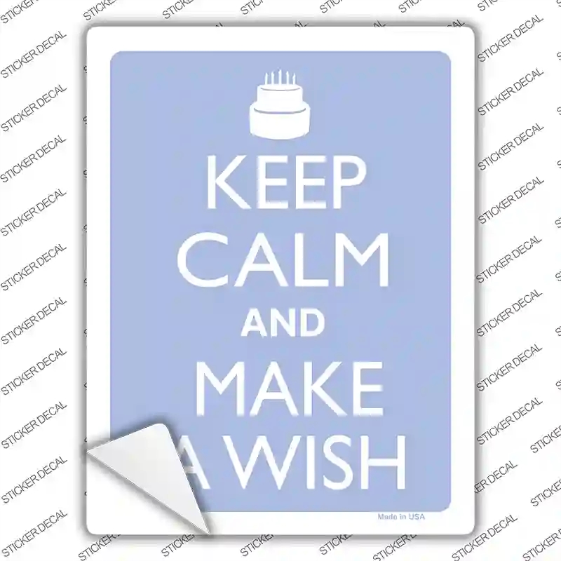 P-2131s-S Keep Calm & Make A Wish Novelty Rectangle Sticker Decal, Small