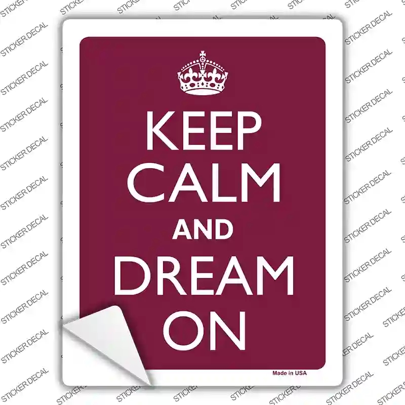 P-2146s-XL Keep Calm & Dream on Red Novelty Rectangle Sticker Decal, Extra Large